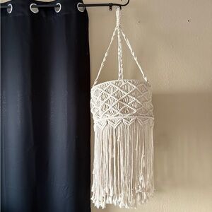 Crème macrame hanging lamp shade